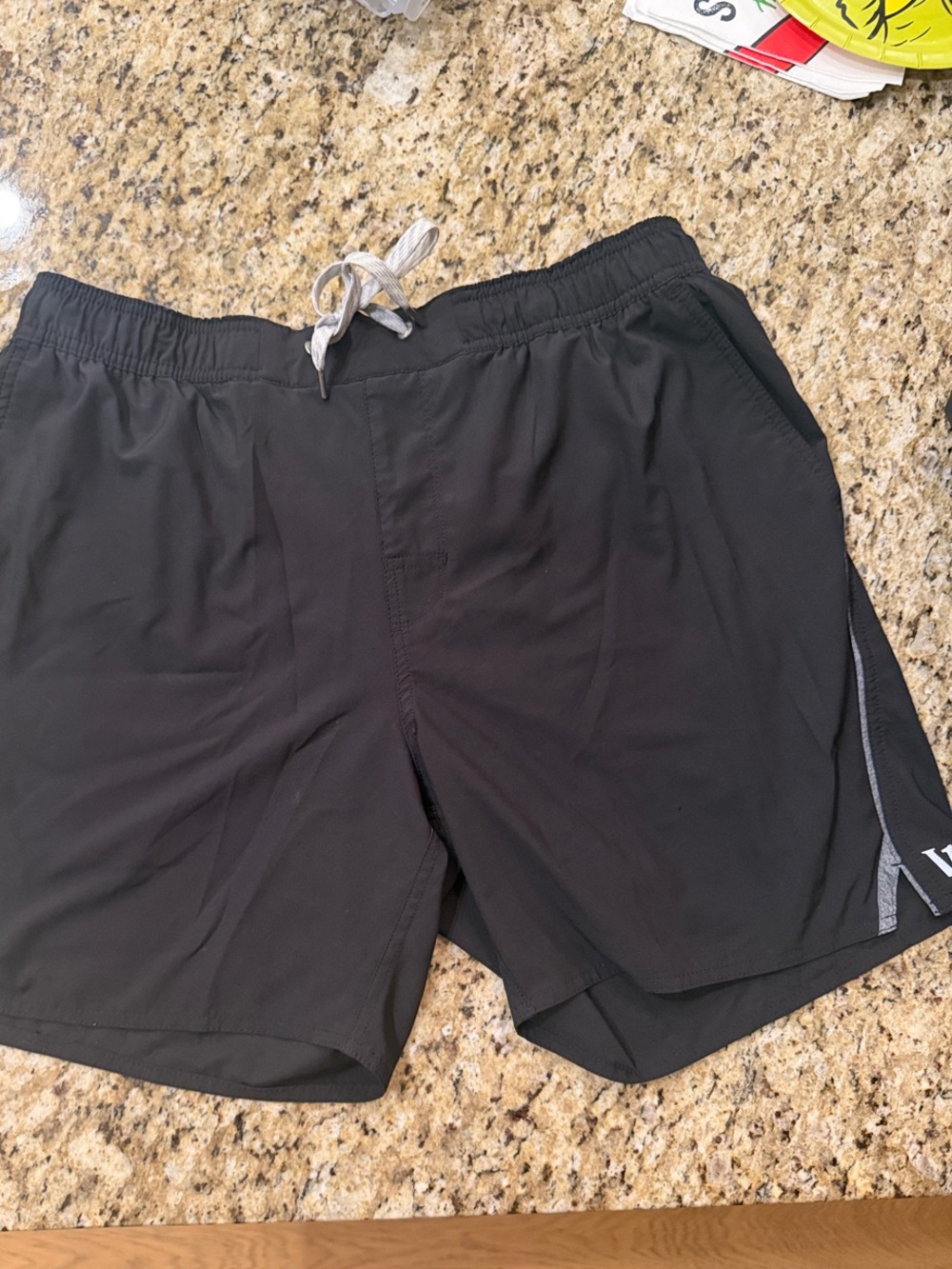 Vuori Black Athletic Swim Shorts with Drawstring